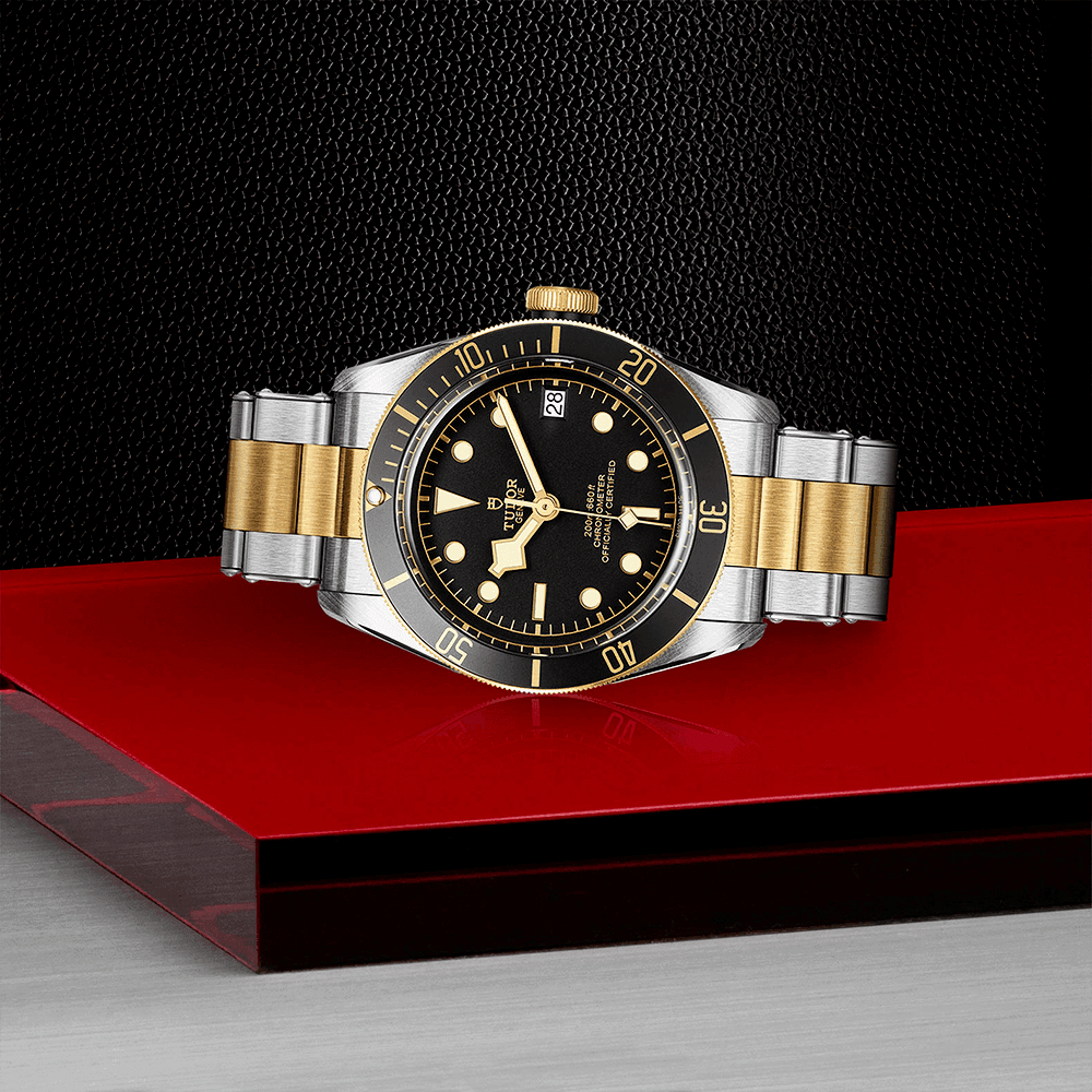 TUDOR Black Bay S&G 41mm Black/Gold Dial Automatic Men's Bracelet Watch - Berry's Jewellers