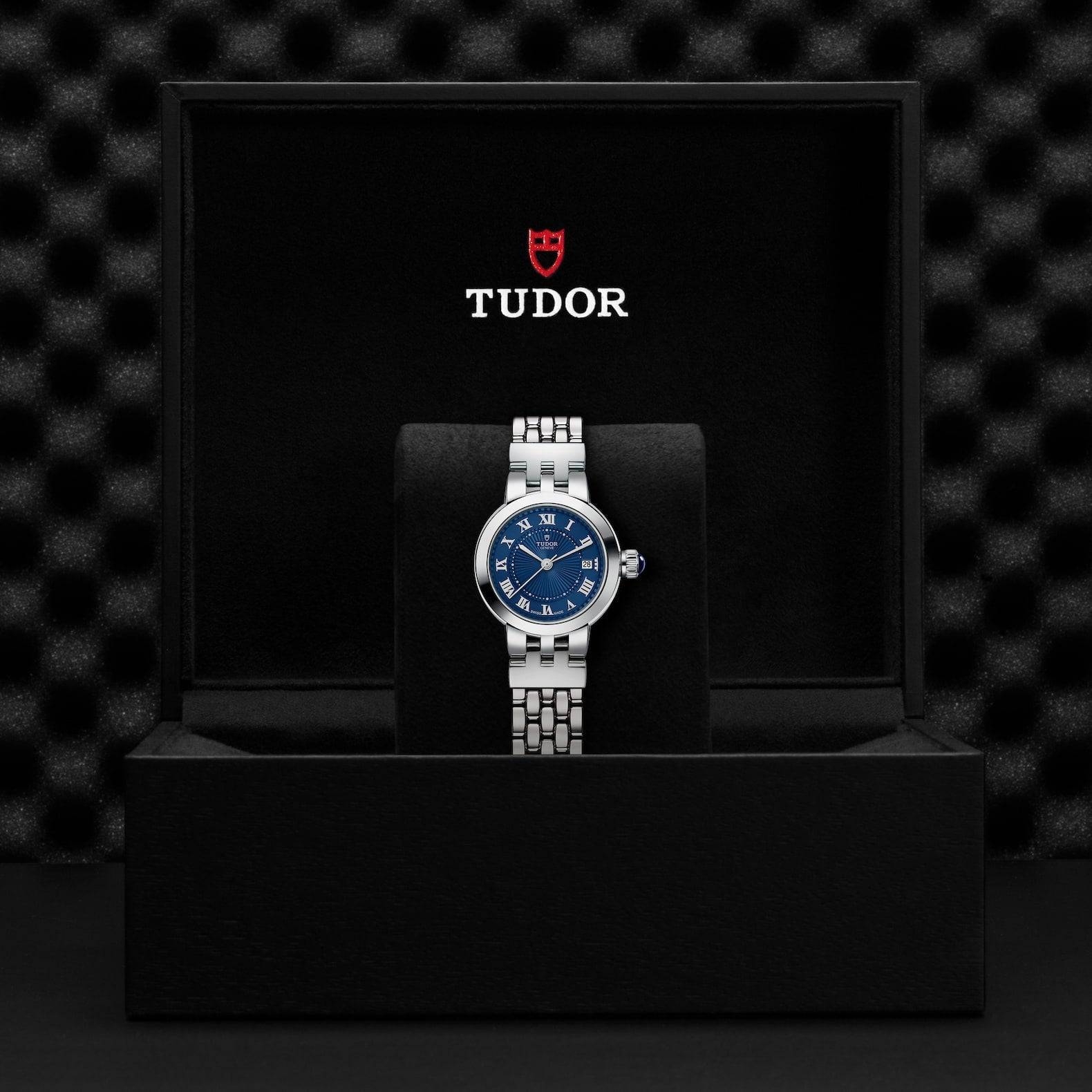 TUDOR Clair de Rose 26mm Blue Guilloche Dial Ladies Bracelet Watch - Berry's Jewellers