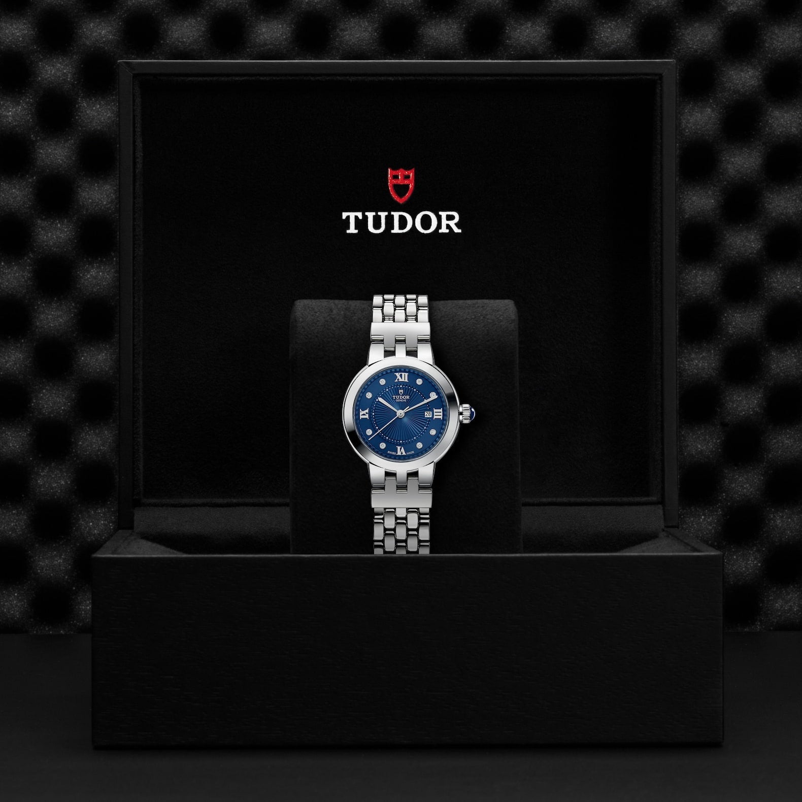 TUDOR Clair de Rose 30mm Blue Diamond Dial Ladies Bracelet Watch - Berry's Jewellers