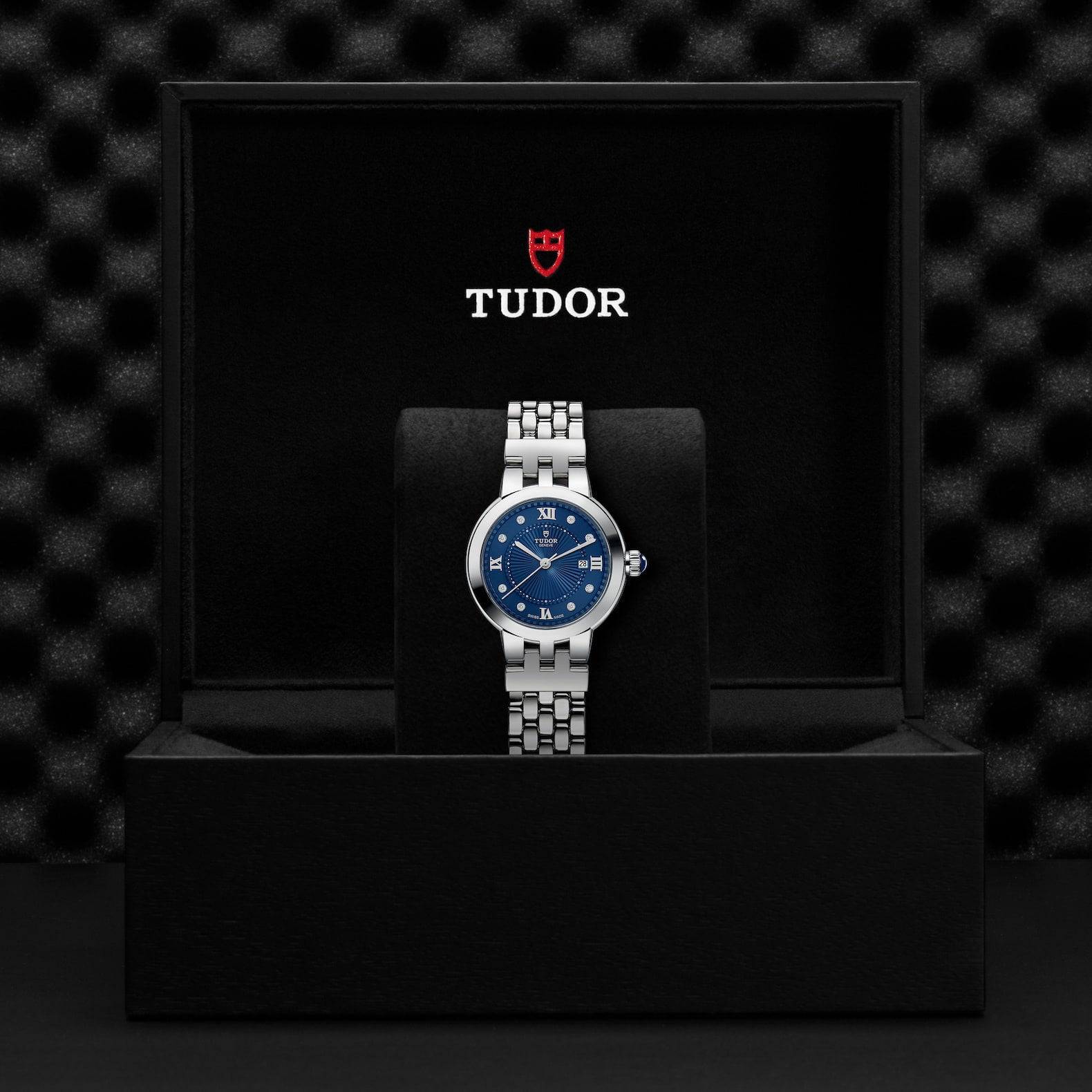 TUDOR Clair de Rose 30mm Blue Diamond Dial Ladies Bracelet Watch - Berry's Jewellers