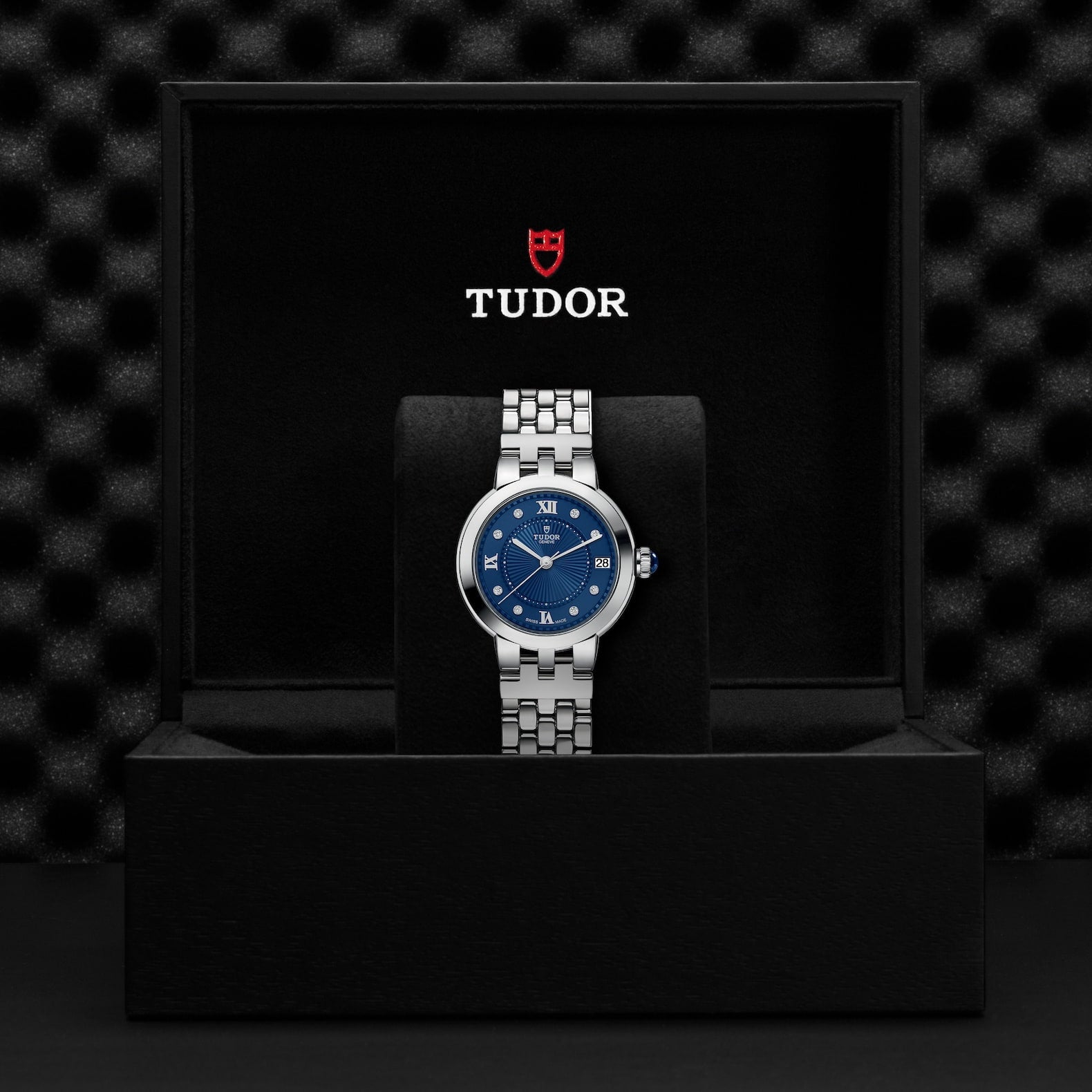 TUDOR Clair de Rose 34mm Blue Diamond Dial Ladies Bracelet Watch - Berry's Jewellers