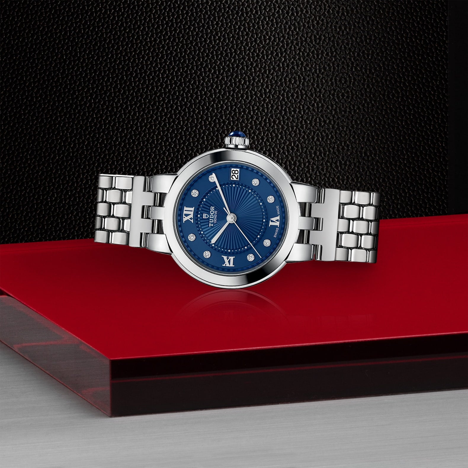 TUDOR Clair de Rose 34mm Blue Diamond Dial Ladies Bracelet Watch - Berry's Jewellers