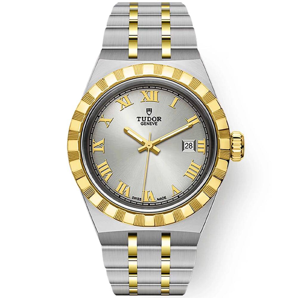 TUDOR Royal 28mm Two-Tone Silver Roman Dial Automatic Bracelet Watch - Berry's Jewellers