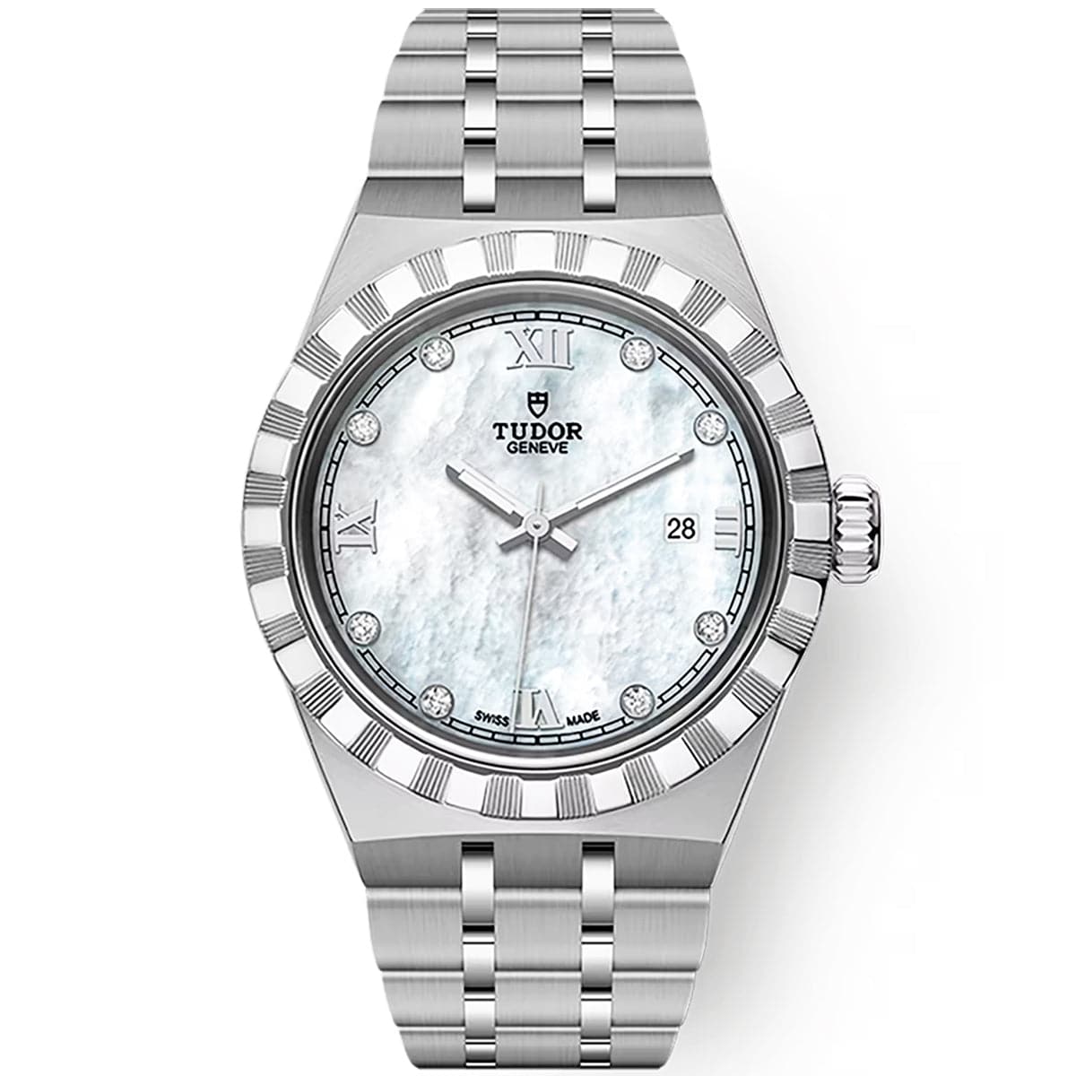 TUDOR Royal 28mm White Mother of Pearl Diamond Dial Ladies Watch - Berry's Jewellers