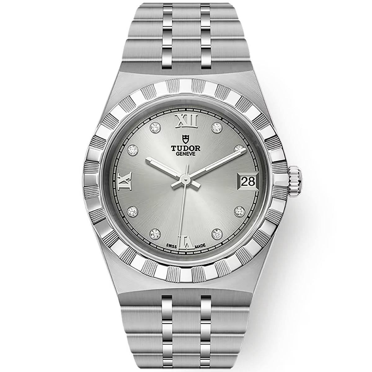 TUDOR Royal 34mm Silver Diamond Dial Ladies Bracelet Watch - Berry's Jewellers