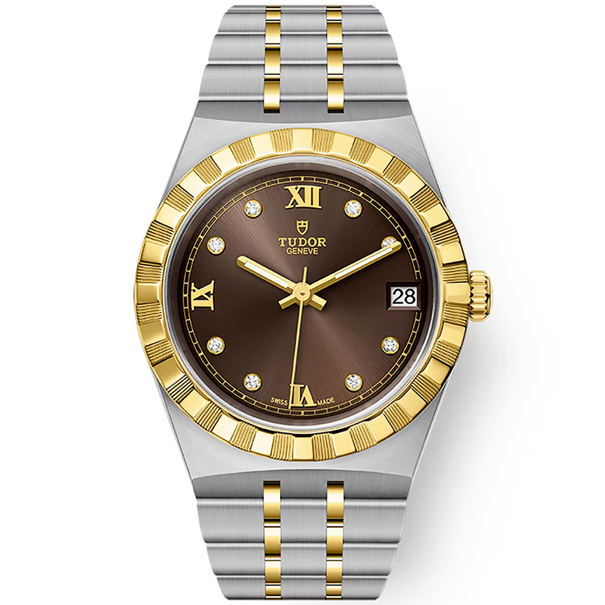 Royal 34mm Two-Tone Brown Diamond Dial Automatic Bracelet Watch