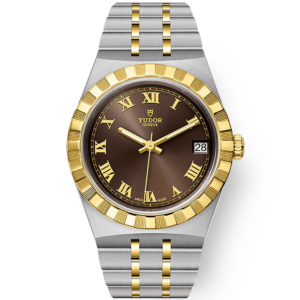 Royal 34mm Two-Tone Brown Roman Dial Automatic Bracelet Watch