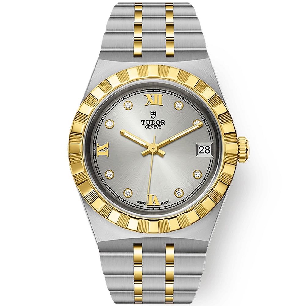 Royal 34mm Two-Tone Silver Diamond Dial Automatic Bracelet Watch