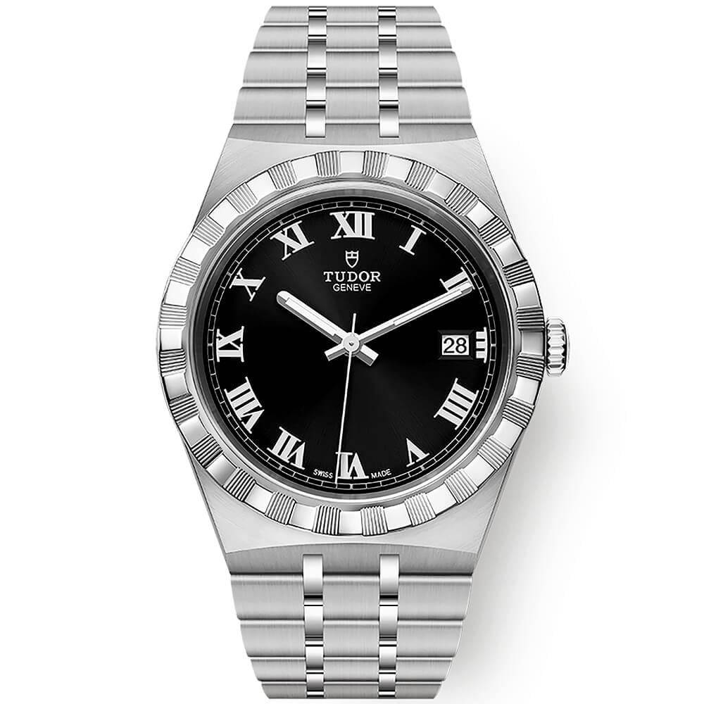 TUDOR Royal 38mm Black Roman Dial Automatic Bracelet Watch - Berry's Jewellers