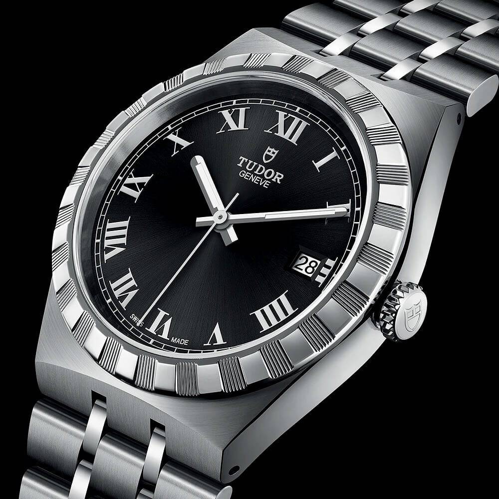 TUDOR Royal 38mm Black Roman Dial Automatic Bracelet Watch - Berry's Jewellers