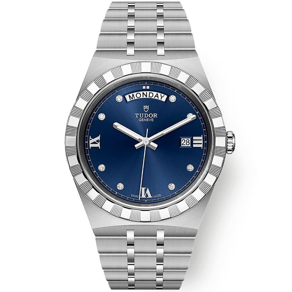 TUDOR Royal Date/Day 41mm Blue Diamond Set Dial Men's Automatic Watch - Berry's Jewellers