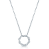 18ct White Gold Pave Diamond Set Twisted Circular Pendant