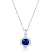 18ct White Gold Sapphire And Diamond Flower Cluster Pendant