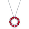 18ct White Gold Ruby & Diamond Open Circle Pendant