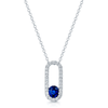 Verve Collection 18ct White Gold Oval Cut Sapphire And Diamond Loop Full Pendant