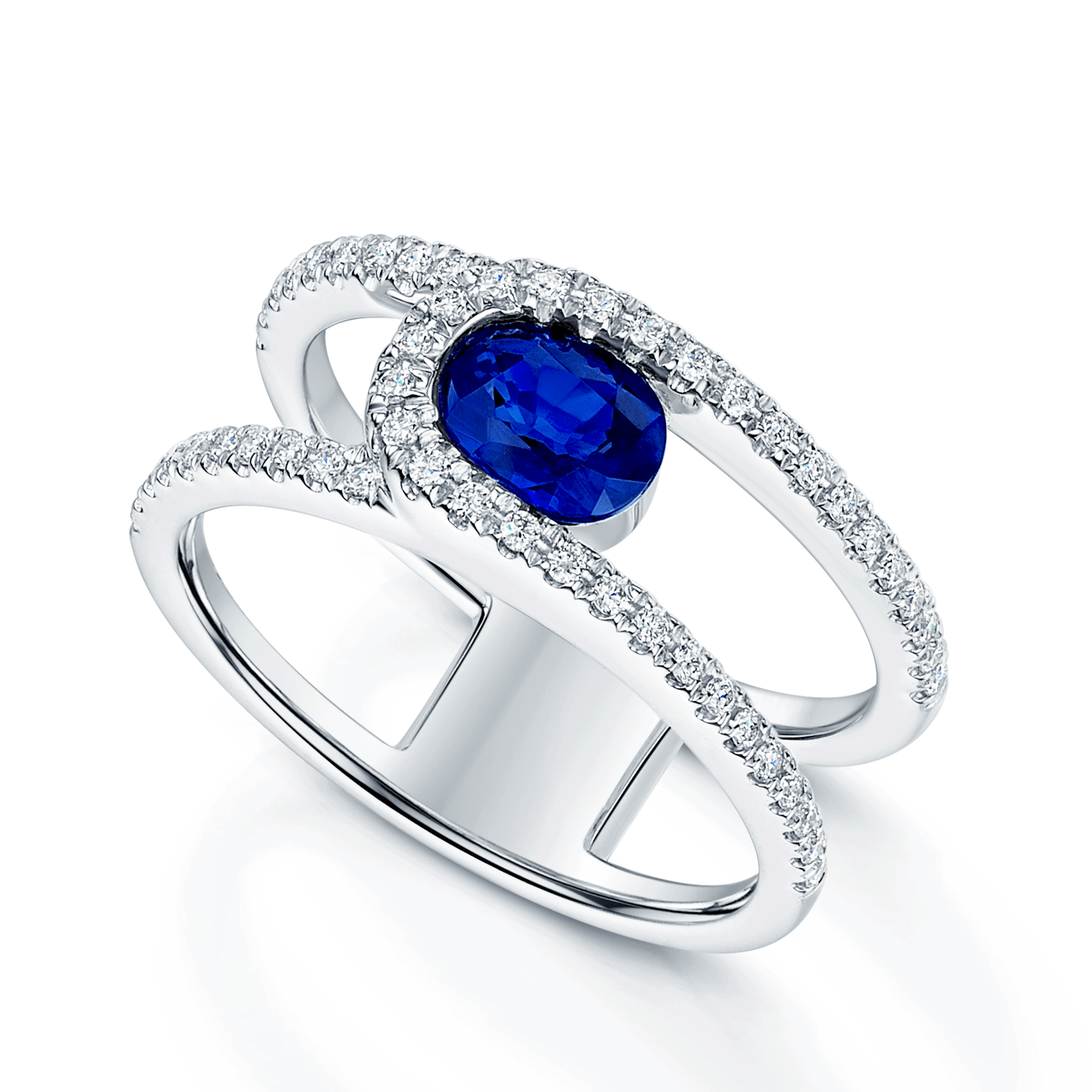 Verve Collection Platinum Oval Sapphire And Diamond Dress Ring