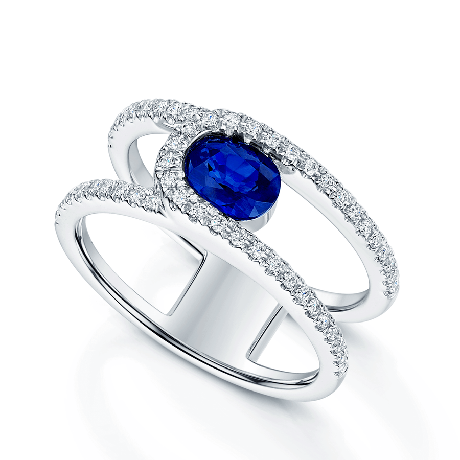 Verve Collection Platinum Oval Sapphire And Diamond Dress Ring