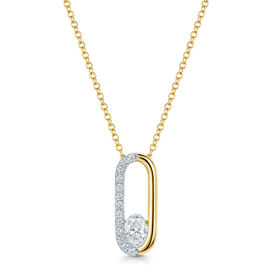 Verve Collection 18ct Yellow And White Gold GIA Certificated Oval Cut Diamond Loop Pendant