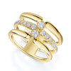 18ct Yellow Gold Diamond Three Row Dress Ring