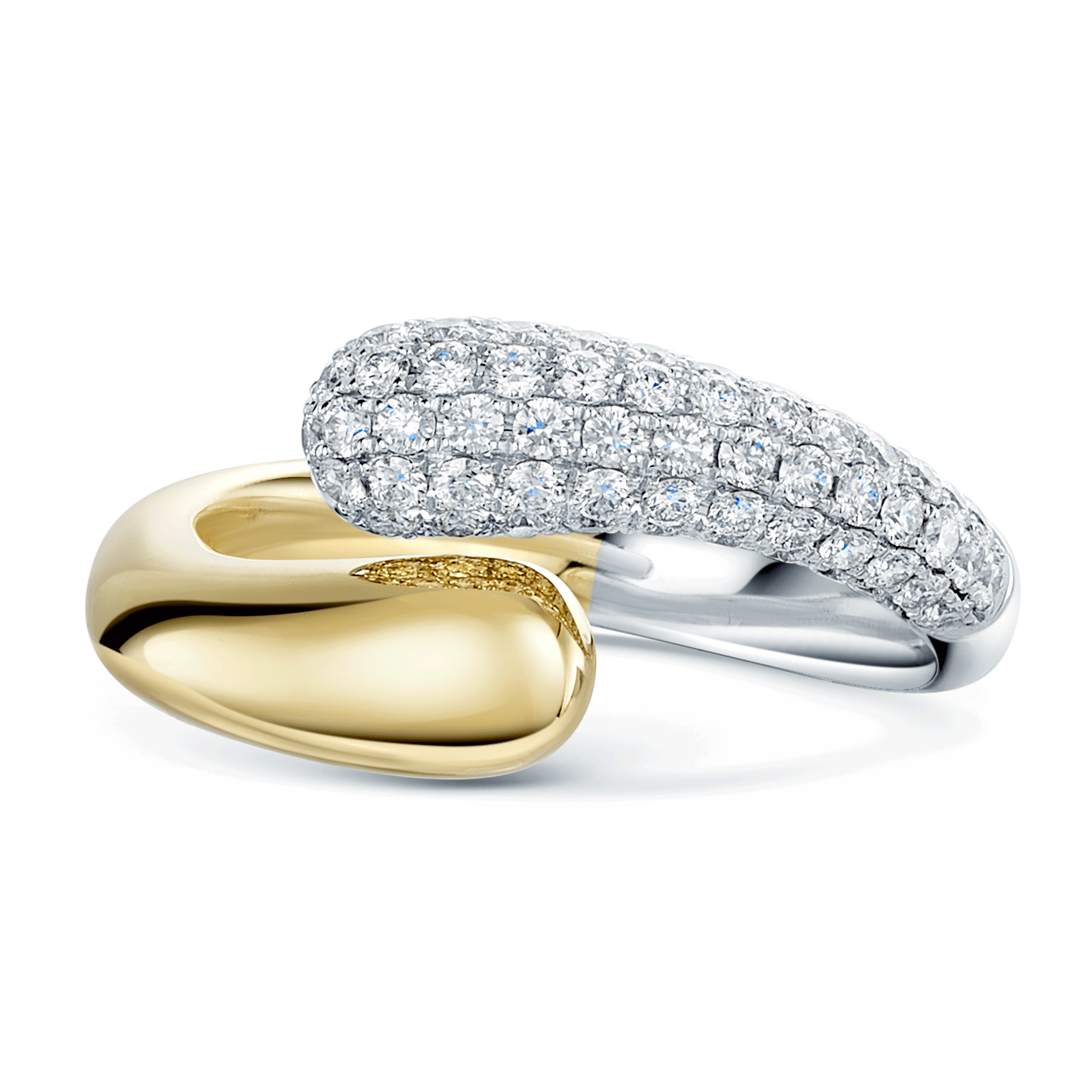 Ember Collection 18ct Yellow And White Gold Diamond Pave Set Twist Dress Ring