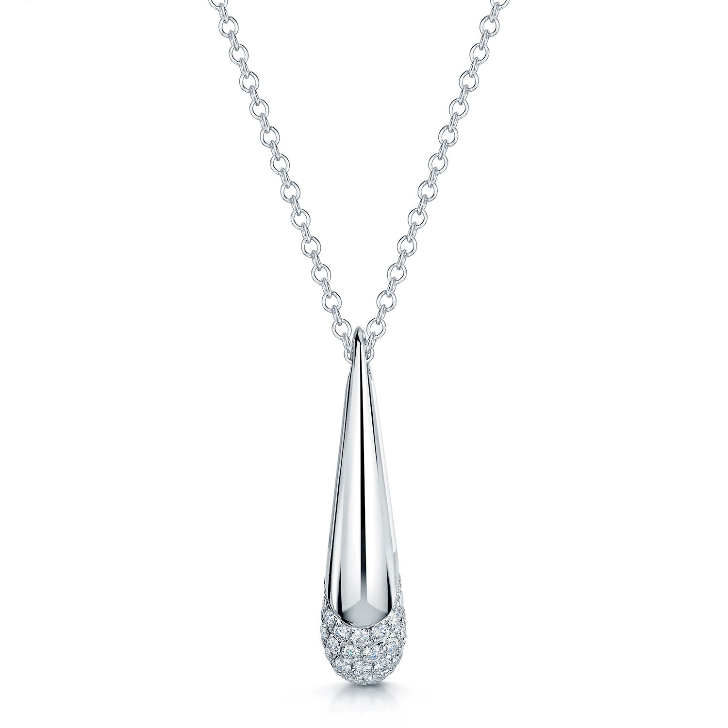 Berry's Ember Collection 18ct White Gold Diamond Pave Set Drop Pendant - Berry's Jewellers