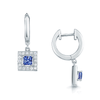 18ct White Gold Princess Cut Tanzanite And Diamond Hoop Drop Earrings