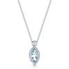 18ct White Gold Marquise Aquamarine & Round Brilliant Cut Diamond Cluster Pendant