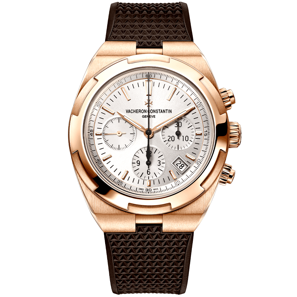 Vacheron Constantin Overseas 42.5mm 18ct Pink Gold Silver Dial Automatic Chronograph Watch - Berry's Jewellers