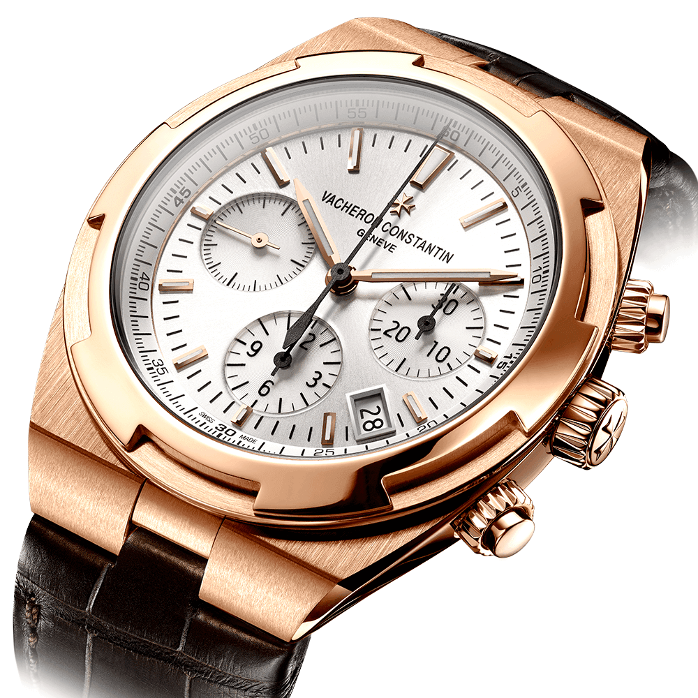 Vacheron Constantin Overseas 42.5mm 18ct Pink Gold Silver Dial Automatic Chronograph Watch - Berry's Jewellers