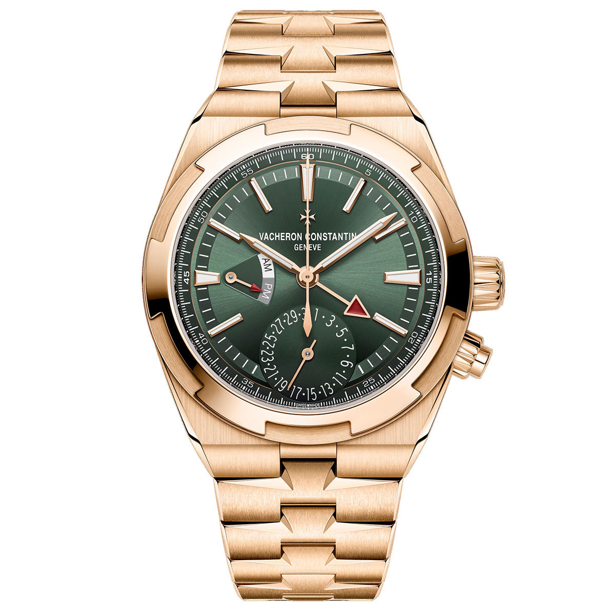 Vacheron Constantin Overseas Dual Time 18ct Pink Gold Green Dial Automatic Watch - Berry's Jewellers