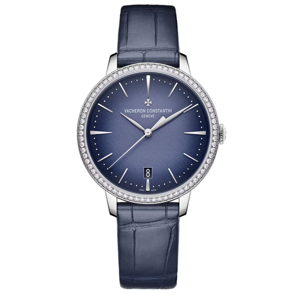 Vacheron Constantin Patrimony 36.5mm 18ct White Gold Diamond Bezel Strap Watch - Berry's Jewellers