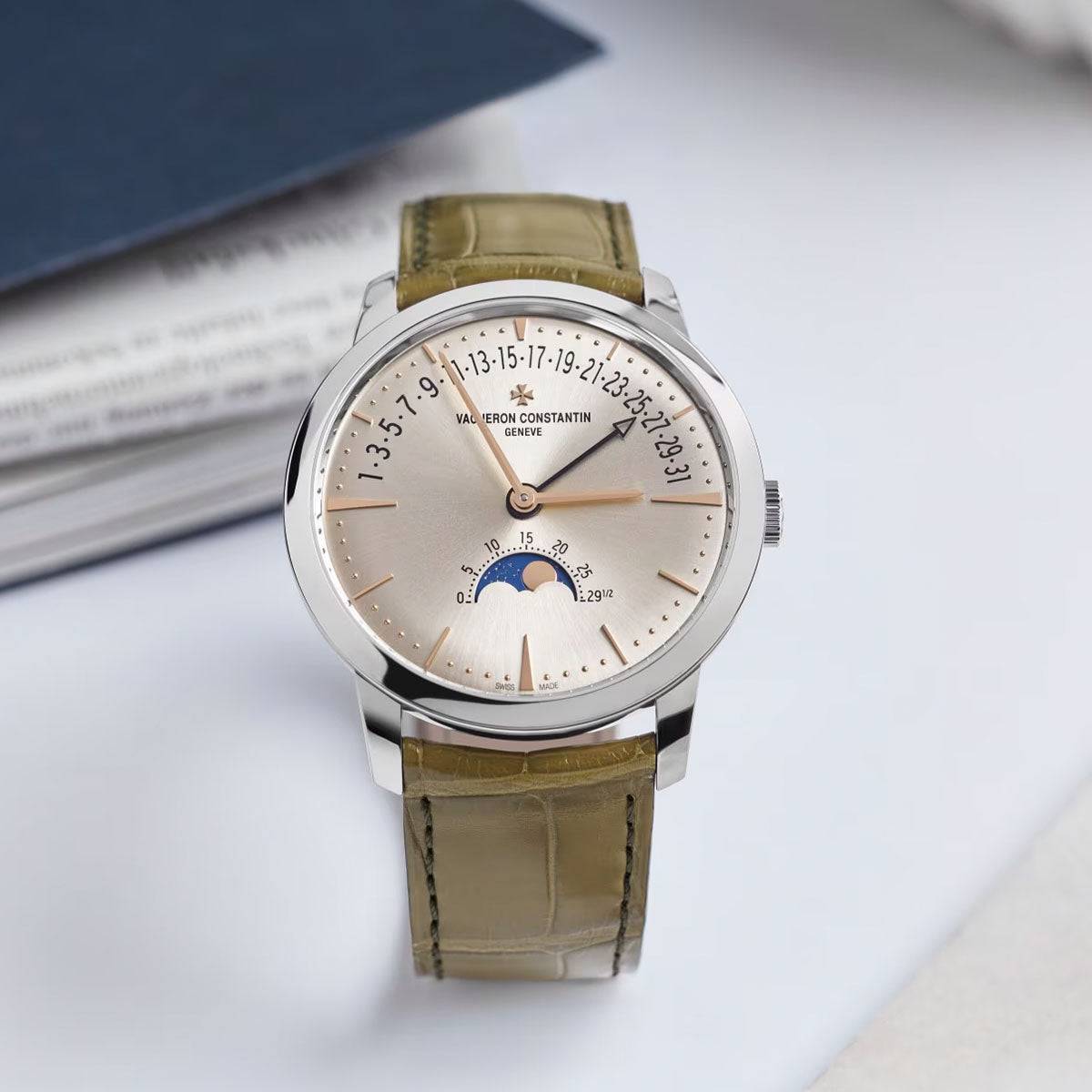 Vacheron Constantin Patrimony Moonphase Retrograde 42.5mm 18ct White Gold Watch - Berry's Jewellers