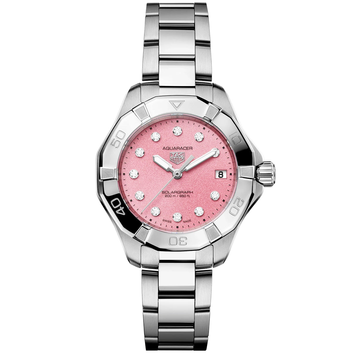 Aquaracer Professional 200 Solargraph 34mm Pink Diamond Dial Watch