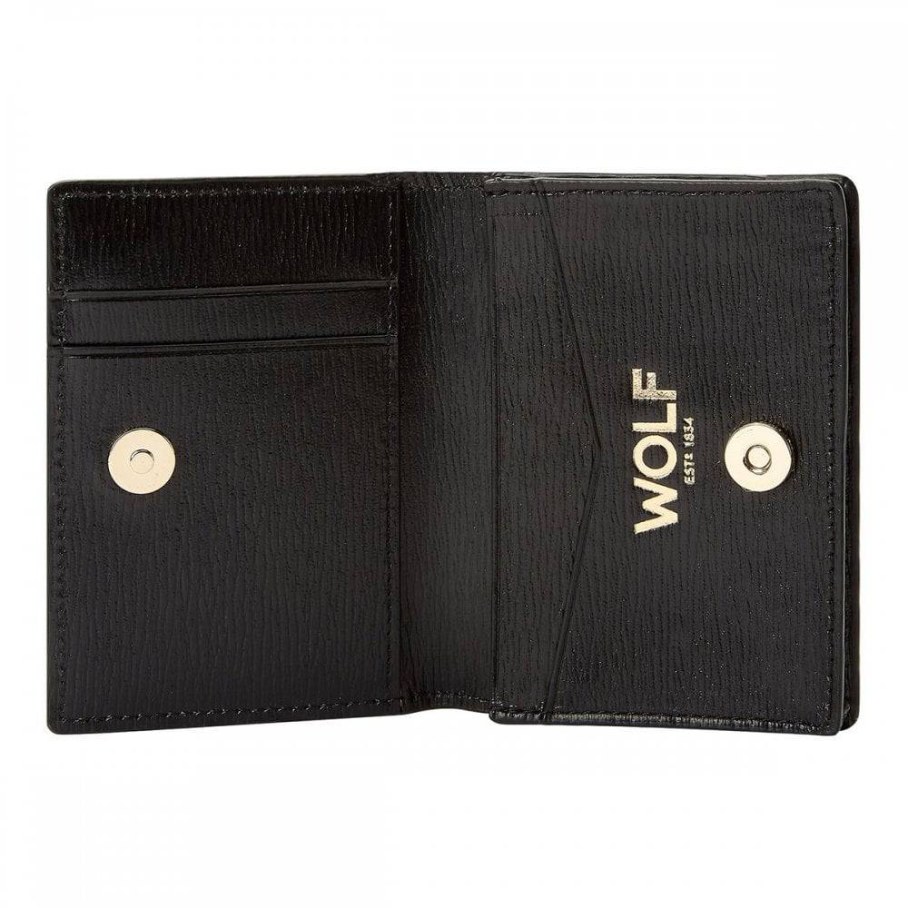 WOLF 1834 Black Leather Gusset Card Case - Berry's Jewellers