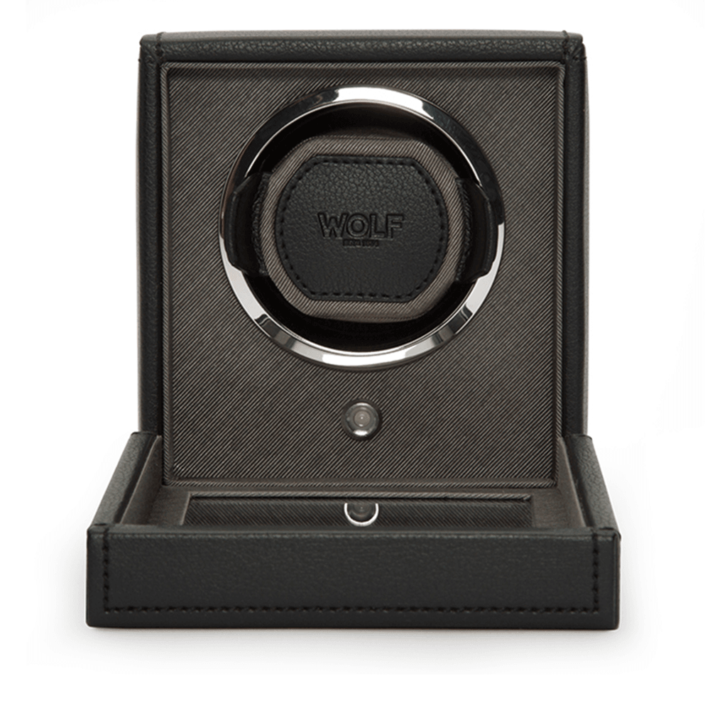 WOLF 1834 Cub Black Single Watch Winder With Cover - Berry's Jewellers