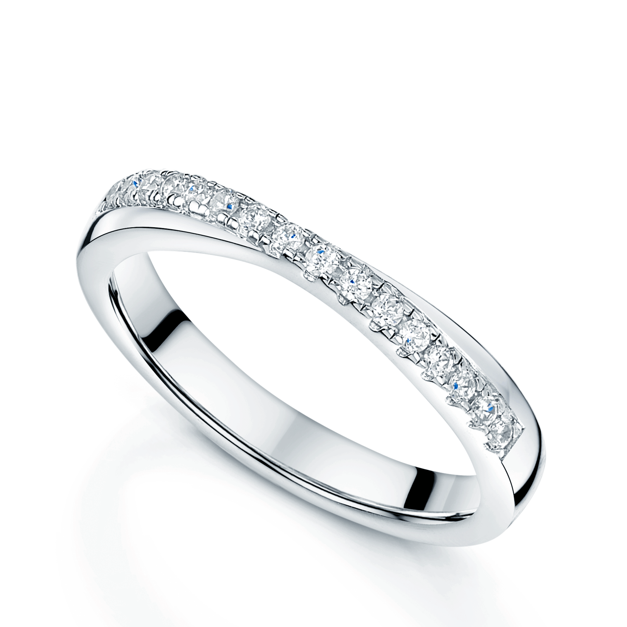 Platinum Diamond Cross Over Wedding Ring
