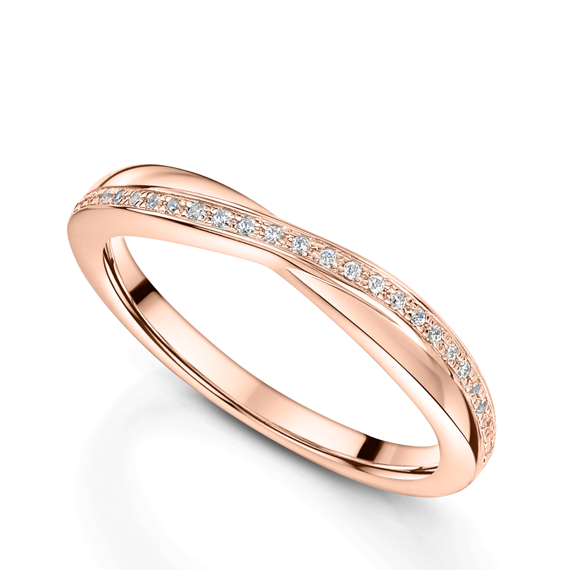 18ct Rose Gold Diamond Cross Over Wedding Ring