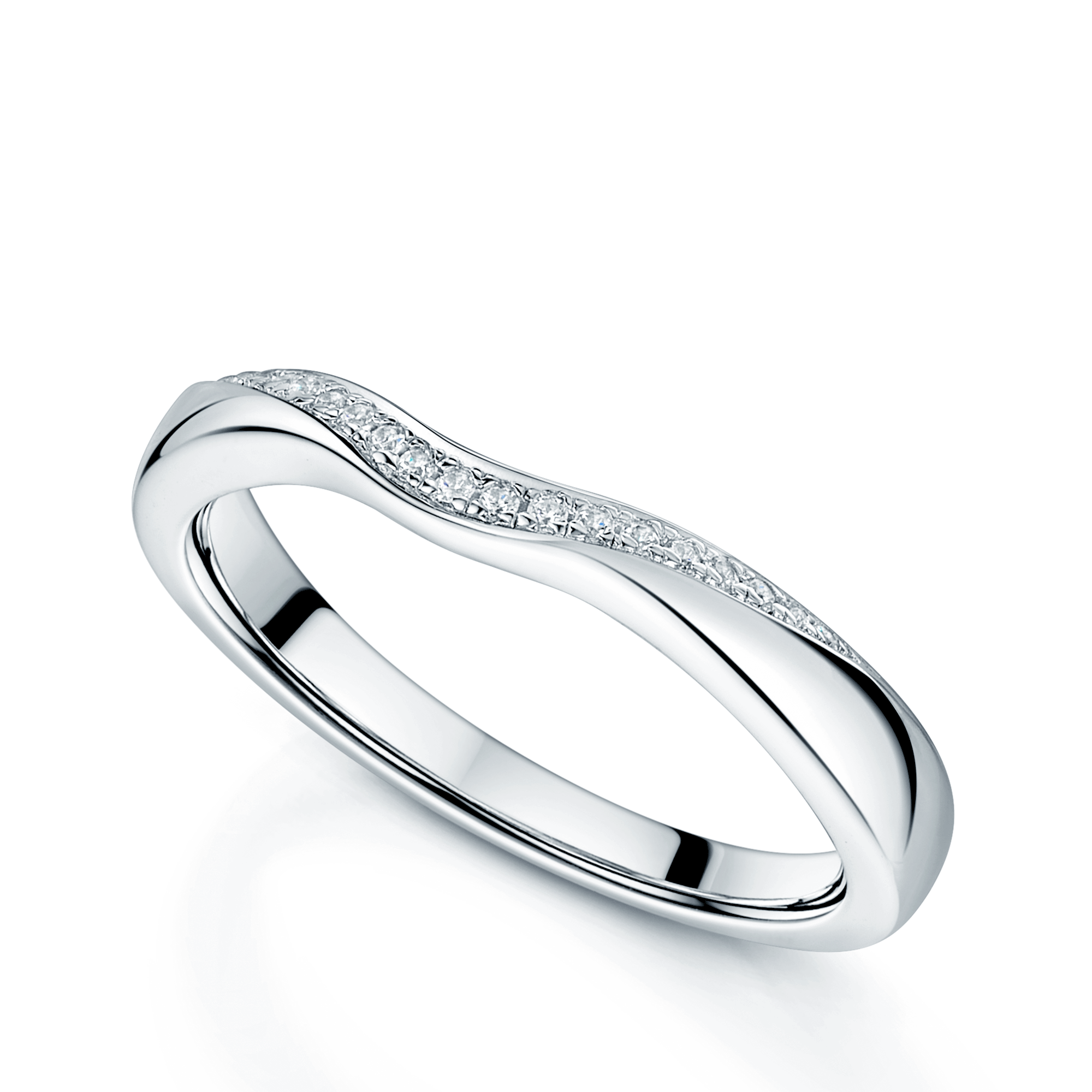 Platinum Shaped Diamond Set Wedding Ring