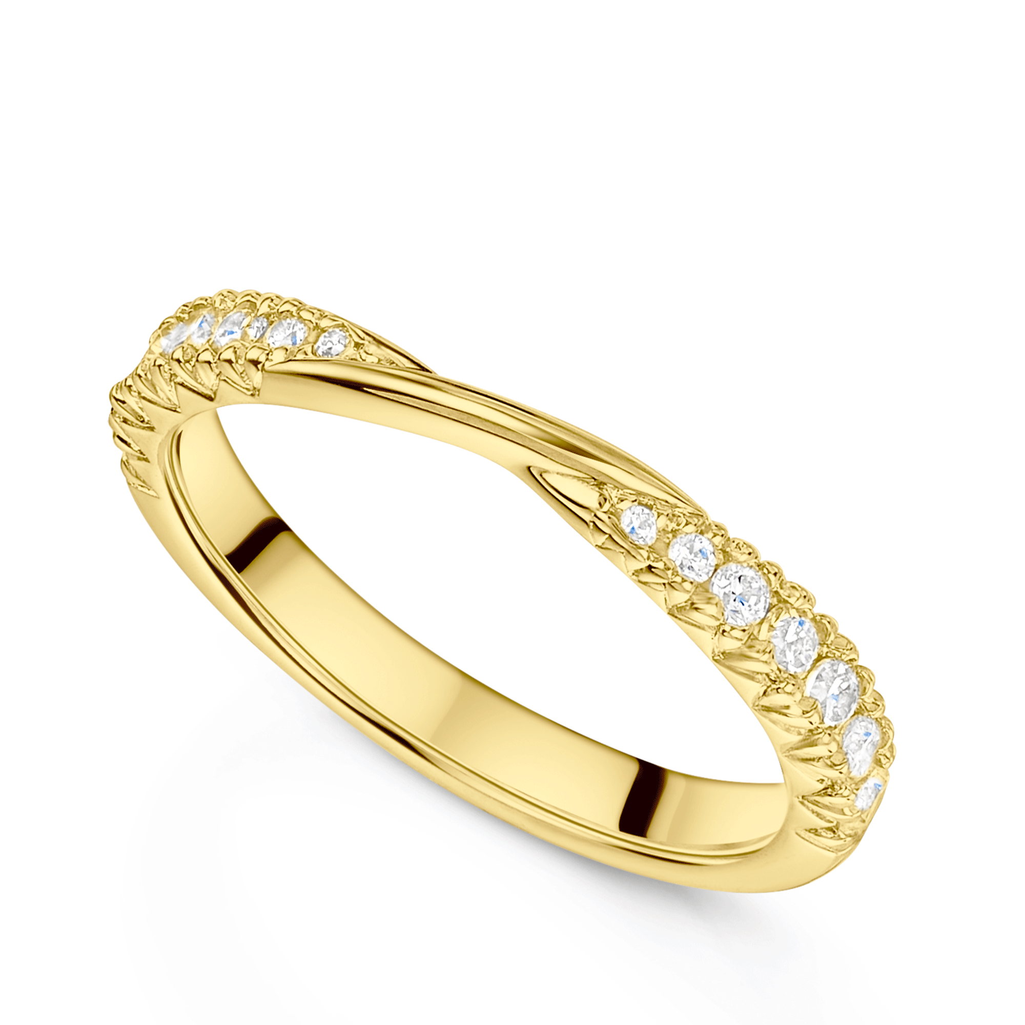 18ct Yellow Gold Diamond Shaped Twist Wedding Ring