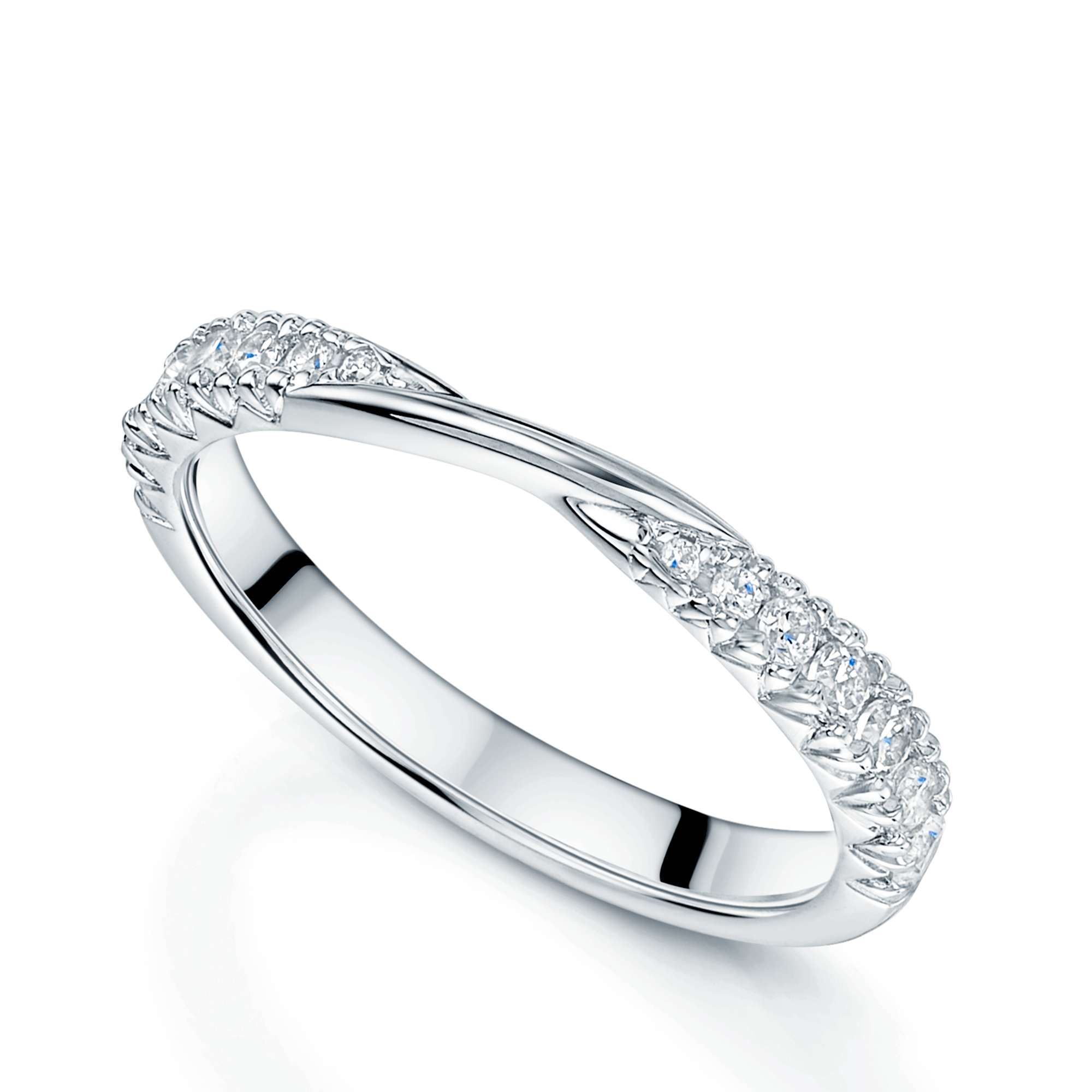Platinum Diamond Shaped Twist Wedding Ring