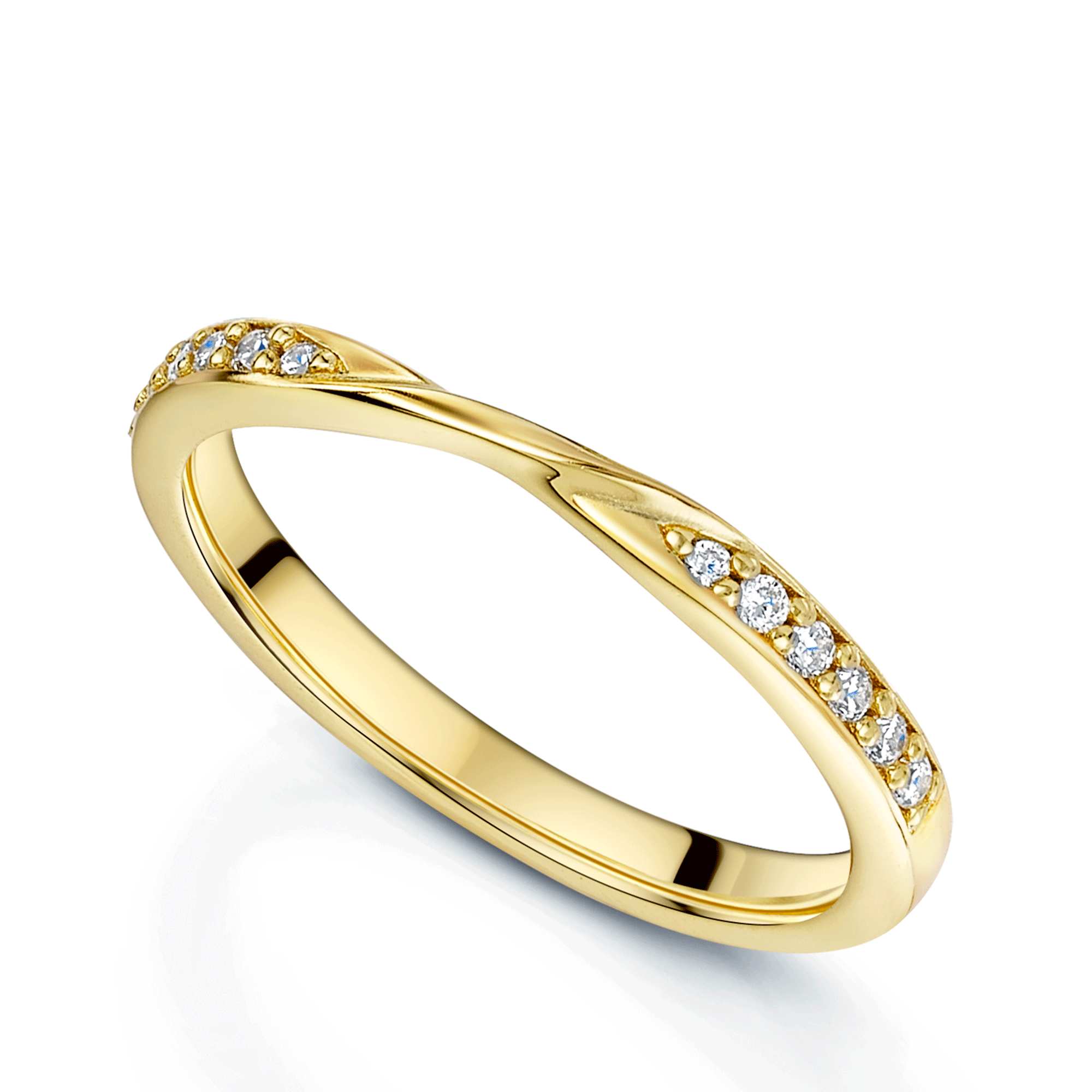 18ct Yellow Gold Diamond Shaped Twist Wedding Ring