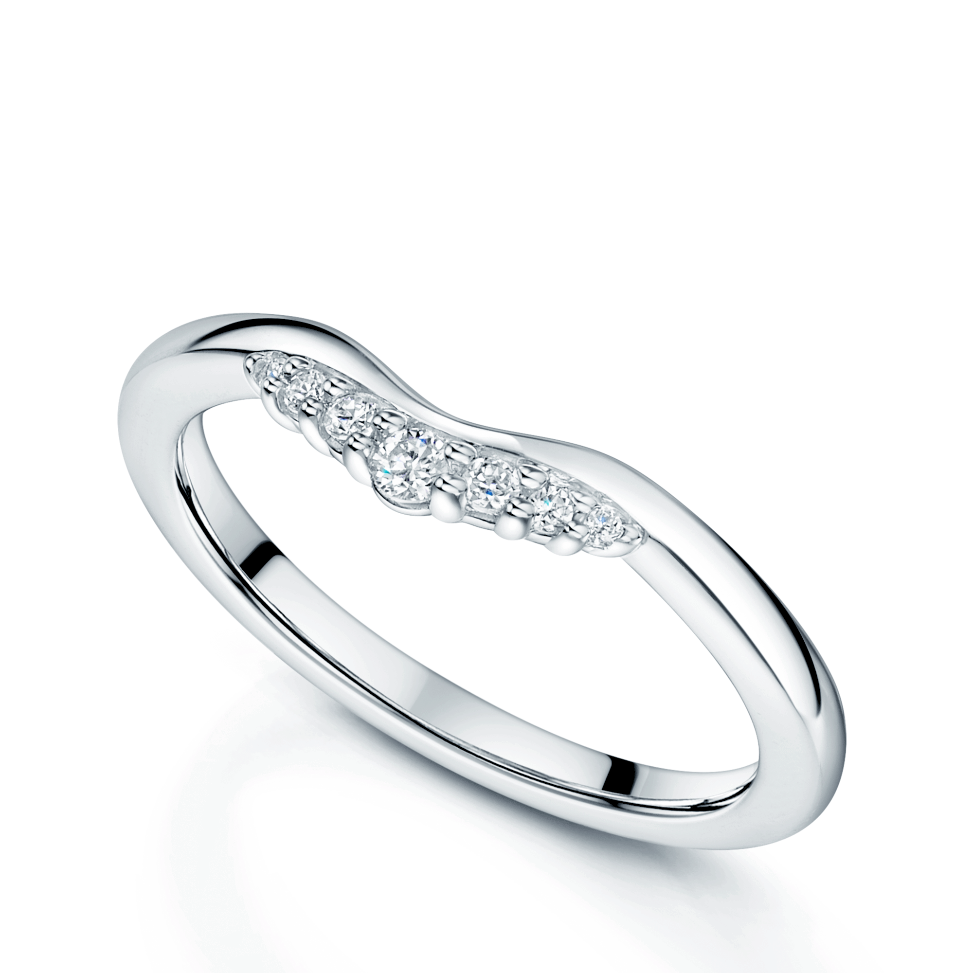 Platinum U Shaped Diamond Set Wedding Ring