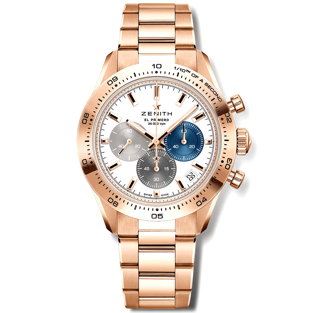 Zenith CHRONOMASTER Sport 41mm 18ct Rose Gold White Dial El Primero Watch - Berry's Jewellers