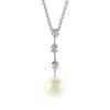 18ct White Gold Fresh Water Pearl & Diamond Drop Pendant