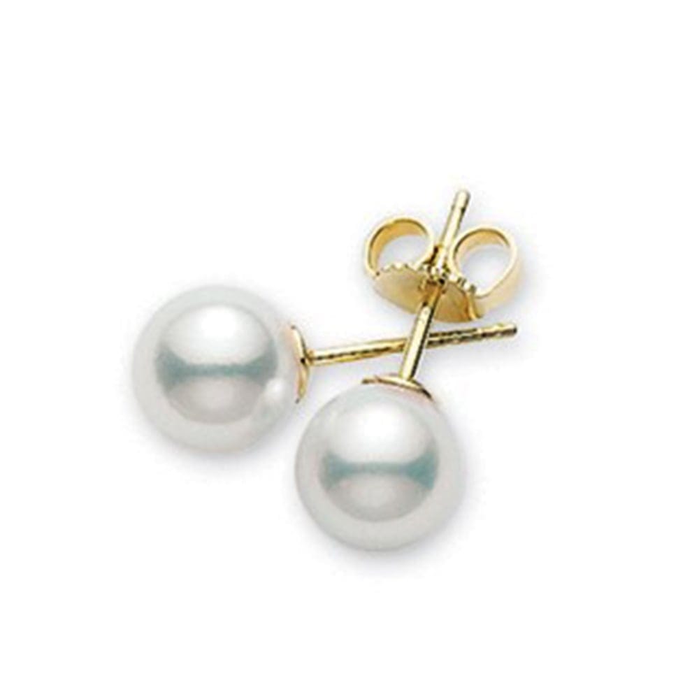 Vintage 18K MIKIMOTO PEARL STUD EARRINGS & Box HALLMARKED FINE AAA LUSTER |  #328509748