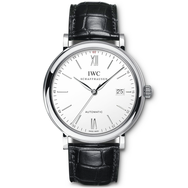 IWC Portofino 40mm Silver Dial Men's Leather Strap Watch IW356501