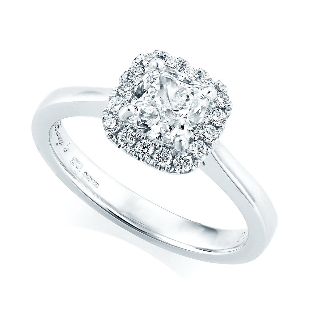 Berry's Platinum GIA Certified Cushion Shape Diamond Engagement Ring