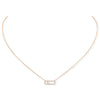 18ct Pink Gold Move Uno Single Diamond And Pave Set Diamond Necklace