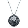 18ct White Gold White & Black Diamond Set Circular Pendant