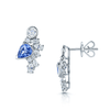 18ct White Gold Pear Tanzanite & Marquise Diamond Cascade Cluster Earrings